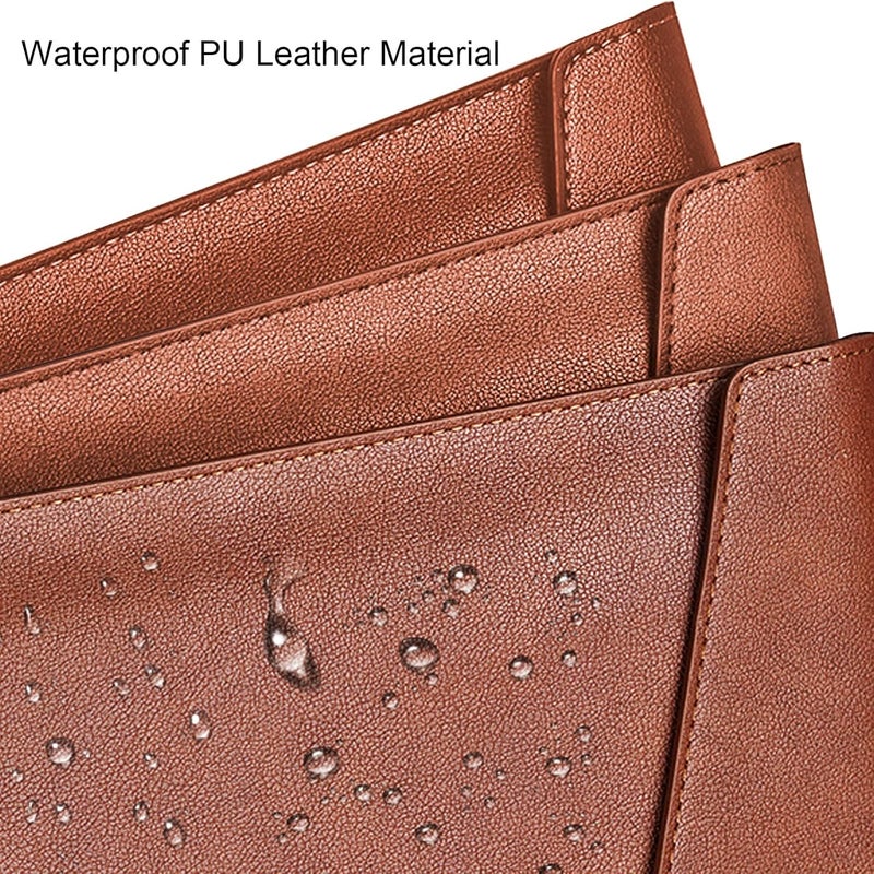 VANRA 1 Piece PU Leather File Folders A4 Document Holder File Envelope Waterproof Portfolio Filing File Organizer for Letter Size with Snap Button Closure, Brown - Image 4